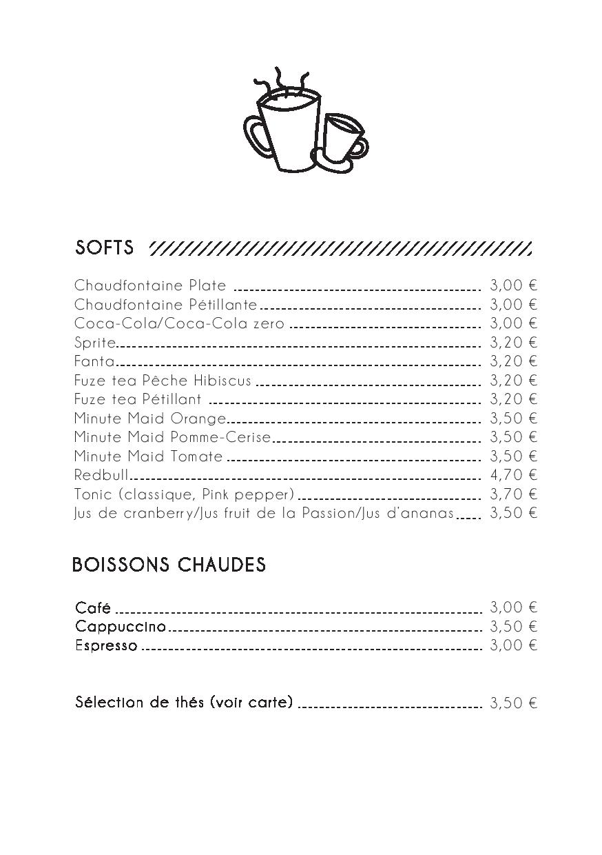 Menu Boissons Suite