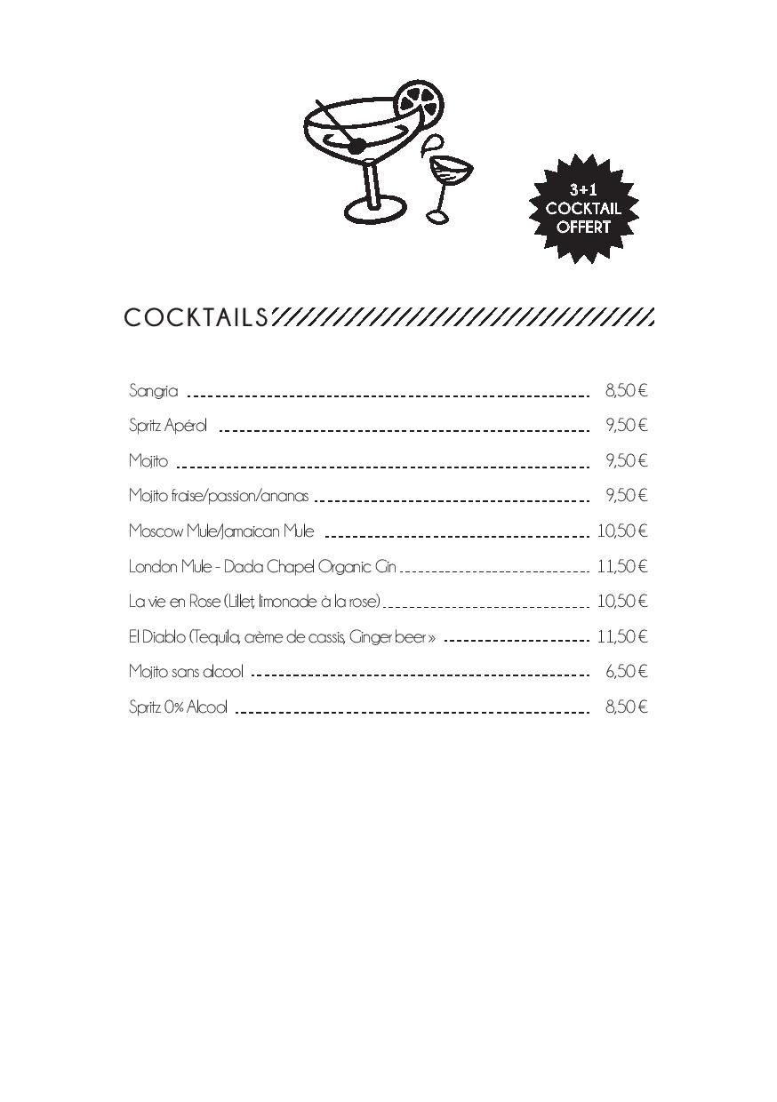 Menu Boissons Suite